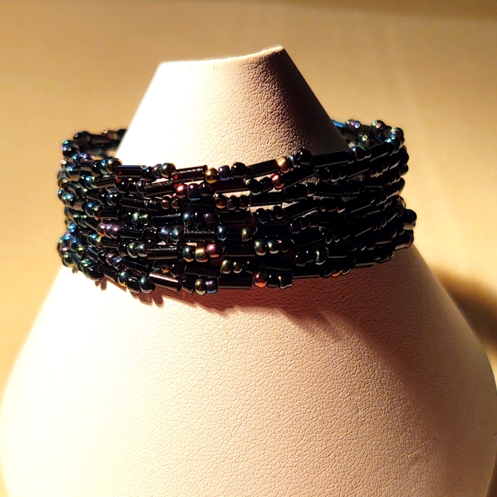 Black Bracelet handmade glass beads